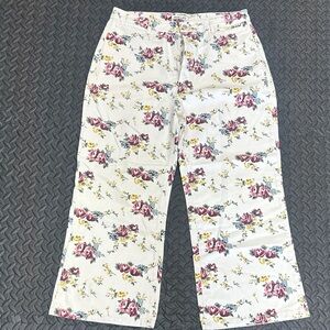 ROLLA'S Floral Wide Leg Jeans - Cream and Pink